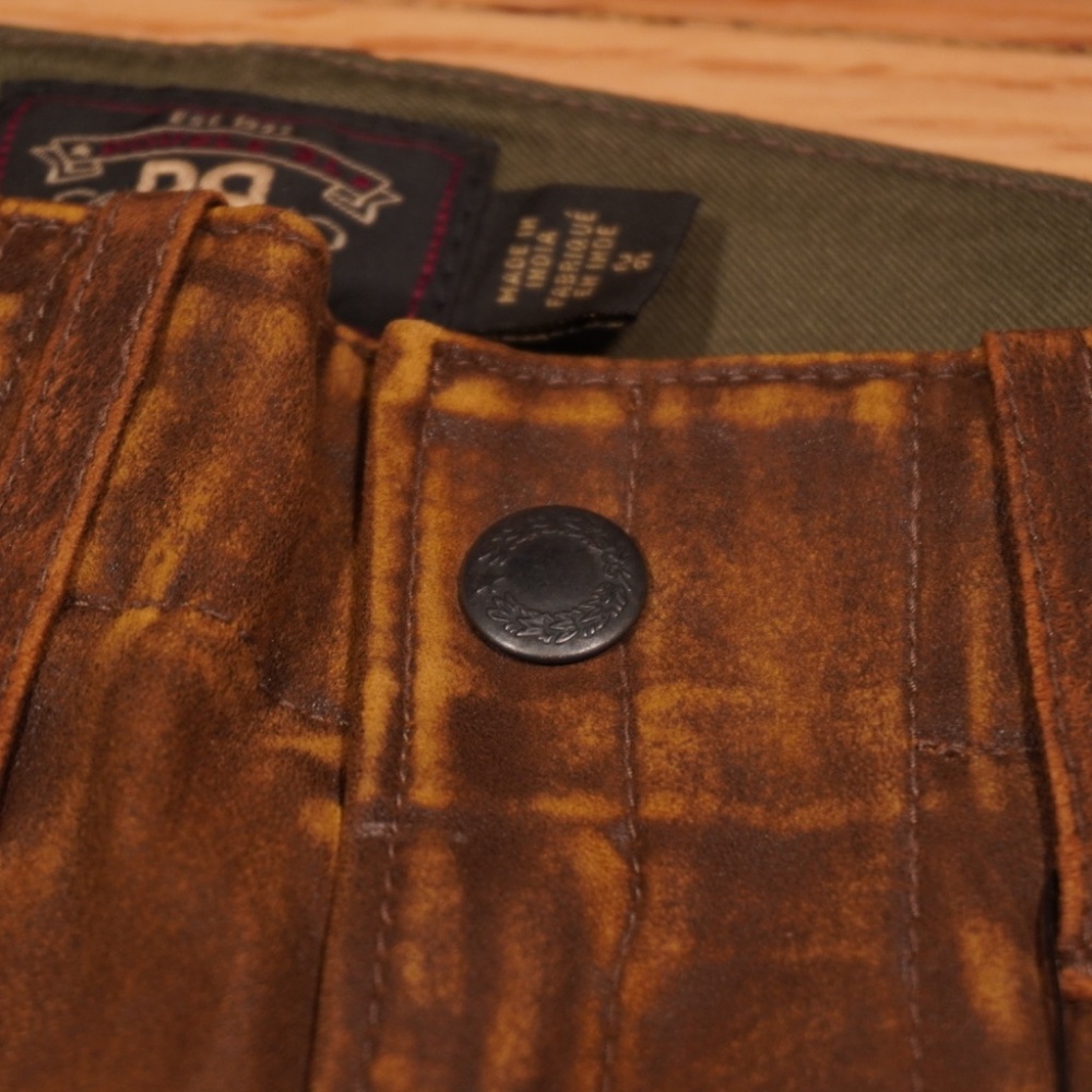 RRL Double RL Ralph Lauren Skinny Leather Cargo Pant Brown Leather 26 Brand New - Picture 5 of 16